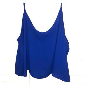 Forever 21 blue crop top polyester silk size l